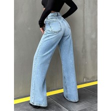 Kadın Bol Kesim Geniş Paça Rahat Baggy Jean Kot Salaş Pantolon