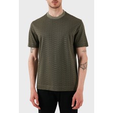 Emporio Armani  Jakarlı Regular Fit Pamuklu Bisiklet Yaka T Shirt Erkek T Shirt EM001288 AF10017 F8108