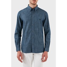 Emporio Armani % 100 Pamuk Regular Fit Uzun Kollu Logolu Gömlek Erkek Gömlek EM001527 AF15346 U9378