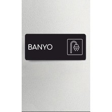 Banyo Ofis Departman Kapı Isimliği, Yönlendirme Levhası 24X9 cm Siyah Renk