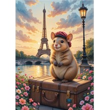 Bedeko Eyfel Manzarasında Sevimli Fare Mdf Tablo