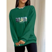 Nidam Butik Kadın Uzun Kollu Bisiklet Yaka Desenli Viskon Iki Iplik Bluz