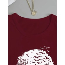 Nidam Butik Kadın Uzun Kollu Bisiklet Yaka Kurukafa Desenli Viskon Bluz