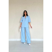 Nidam Butik Mavi Önü Tek Düğmeli Ceket Pantolon Takım