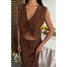 Nidam Butik Yelek Önden Bağlamalı Uzun Etekli Takım 10192
