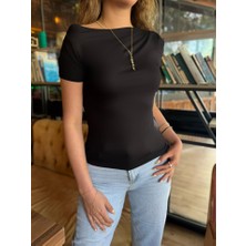 Nidam Butik Kadın Kısa Kollu Tek Omuzu Açık Büzgülü Viskon Bluz