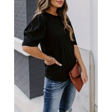 Nidam Butik Kadın Kısa Kollu Pileli Balın Kol Bürümcük Bluz