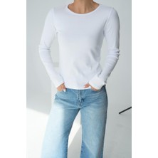 Nidam Butik Uzun Kol Örme Body - Beyaz