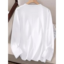 Nidam Butik Kadın Uzun Kollu Bisiklet Yaka Desenli Viskon Bluz