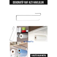 Dekoratif Beyaz Raf Altı Askı Metal Kağıt Havlu Askılığı Aparatı Mutfak Tezgah Havluluk Düzenleyici