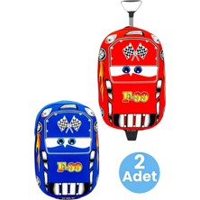 Cars F99 Yarış Arabası Çekçekli Ve Sırt Çantası 2'Li Takım 3d Eva Baskılı Sırt Ve Okul Çantası