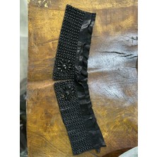 Gönülden Tasarım Siyah Boncuk Işleme Tasarım Yaka Dikiş Giyim Aksesuarı 45X9 cm