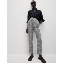 Marks & Spencer %100 Twill Pamuklu Desenli Yüksek Bel Dar Paça Pantolon