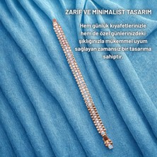 Hazemy Işıltılı Zirkon Taş Detaylı Zarif Çelik Bileklik