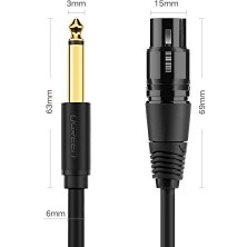 6.5mm Jack To Xlr Dişi Mikrofon Ses Bağlantı Kablosu 2 Metre