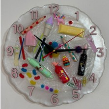 Pelince Kıds - Unicorn ve Renkli Objelerle Tasarlanmış Epoksi Çocuk Duvar Saati - Pembe Renk Rakamlı -30  cm