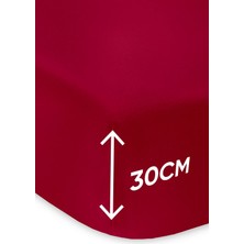 Penye Lastikli Çarşaf Pamuklu Soley Tek Kişilik 100X200CM Bordo