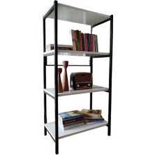 4 Raflı Kitaplık Dekoratif Kitaplık Metal Kitaplık Ofis Kitaplığı Aksesuar Rafı