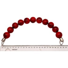 Angel Çanta Aksesuar 20 cm 24 mm Boncuklu Çanta Sapı Gümüş  Metalli Kırmızı Tonlu