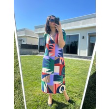 Büyük Beden Diz Altı Örme Elbise -BGE86