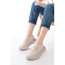 İnfon Ayakkabı Marketi Dm-707  Bej Fileli Faillant Taban Taş Aksesuarlı Günlük Spor Ayakkabı