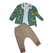 Mini Baray Zürafa Baskılı Ceketli Erkek 3 Lü Takım