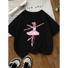 Punix Kids     Özel  Üretim  Balerin  Baskılı  Yeni  Stil  Kız Çocuk  Ter  Tutmayan  Yazlık  T-Shırt