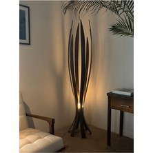 ''hedra Lambader, Iskandinav Tarzı Ahşap Lambader, Dekoratif Yer Lambası, Modern Salon Aydınlatma''