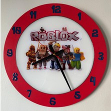 Pelince Kıds - Roblox Temalı Ahşap Çocuk Odası Duvar Saati - 40  cm