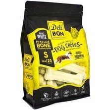 Delibon Deri Pres Kemik Köpek Ödülü Small Beyaz 12 cm 25 Adet - Petshopundan
