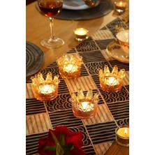 4'lü Set Kristal Taç Mumluk Gold