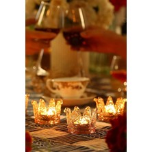 4'lü Set Kristal Taç Mumluk Gold