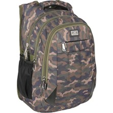 4 Bölmeli Su Itici Kumaş Usb Giriş Aparatlı Okul Sırt Çantası Rlx2229-Kamuflaj