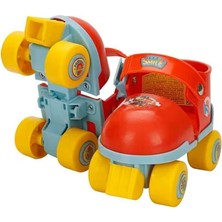 Paw Patrol Çantalı Dizlik ve Dirseklikli 4 Teker Paten Seti-Kırmızı- (22-29 Numara Ayarlanabilir)