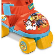 Paw Patrol Çantalı Dizlik ve Dirseklikli 4 Teker Paten Seti-Kırmızı- (22-29 Numara Ayarlanabilir)