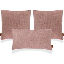 Mira Pembe Keten 3'lü Kırlent Seti