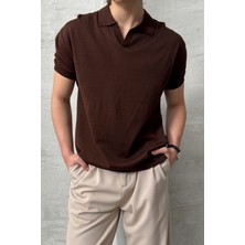 Erkek Oversize Pamuklu Polo Yaka Triko T-Shirt