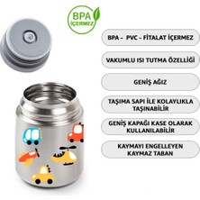 Hopeful Design 450ML Araba Baskılı Bebek Mama Saklama Termosu Vakumlu Çift Taraflı Termos
