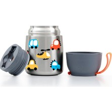Hopeful Design 450ML Araba Baskılı Bebek Mama Saklama Termosu Vakumlu Çift Taraflı Termos