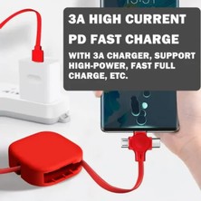 Multifonksiyon Şarj Standı 3'ü 1 Arada 3A Hızlı Şarj 1m Geri Çekilebilir Kablo,tüm Android/ios Için