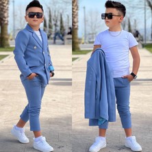 Modavals 4 Parça 6 Düğmeli Ceketli Erkek Çocuk Takım Elbise - Beyaz Tshırt