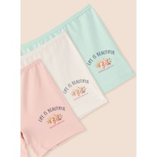 Kız Çocuk Organik Pamuklu Likralı Boxer Life Is Beautiful 3'lü Paket