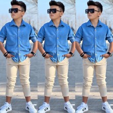 Modavals Tensel Denim Gömlek Gabardin Pantolon Erkek Çocuk Alt & Üst Takım