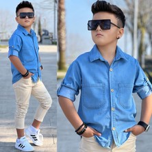 Modavals Tensel Denim Gömlek Gabardin Pantolon Erkek Çocuk Alt & Üst Takım