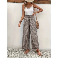 Ag Shoppings Kadın Yüksek Bel Lastikli Önden Iki Parçalı Desenli Bürümcük Pantolon