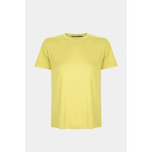Chuns Limon Renk Regular Fit Bisiklet Yaka Takma Kol Tişört