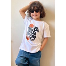 Breeze Erkek Çocuk Tişört Rüya Takım Temalı Basketçi Robot Baskılı 4-8 Yaş, Beyaz