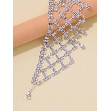 Ithal Işıltılı Glam Diamond Rain Choker Kristal File Taşlı Lüks Crocker