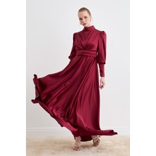 Alina Saten Abiye - Bordo