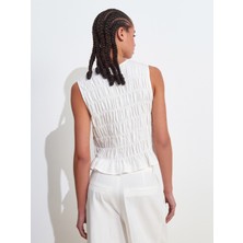 50845 Kolsuz Crop Bluz-Ekru